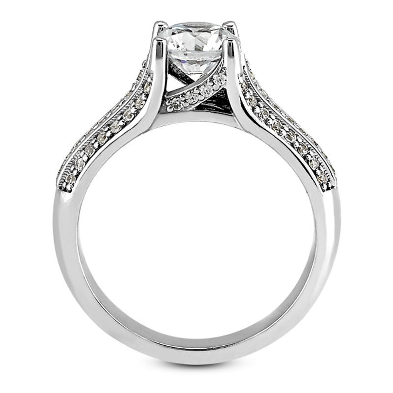 Thumbnail: Ladies 14KT White Gold Platinum Antique Engagement Ring ENR9515-1