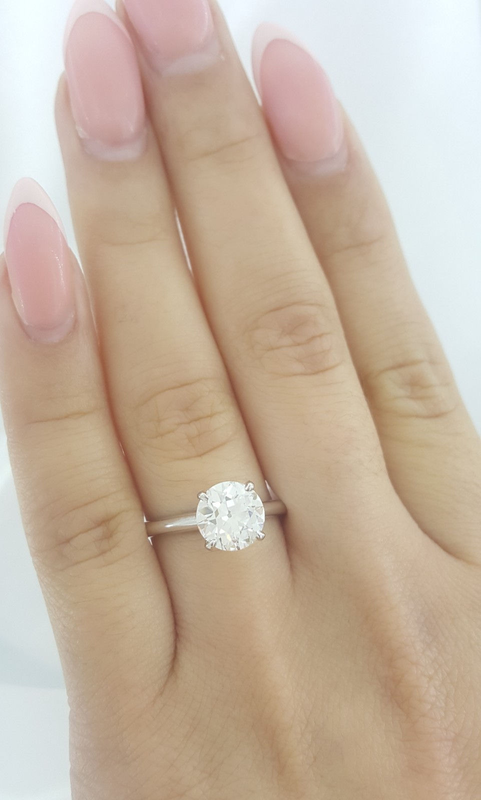 Thumbnail: Antique Old European Cut Diamond Solitaire Engagement Ring 1.87 ct 14k W Gold