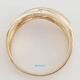 Round Diamond Crossover Wedding Band Ring 0.2 ct 14K Yellow Gold