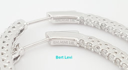 Inside Out Diamond Oval Hoop Earrings 3 ct 14k W Gold 1.8" 10.8 Grams Rtl $6,500