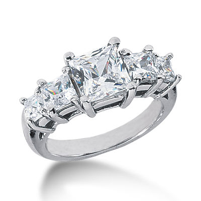 Ladies 14KT White Gold Platinum Fancy Engagement Ring ENR2100