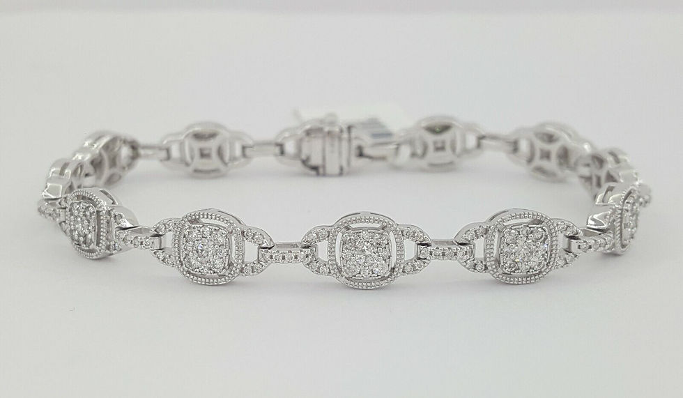 Round Cluster Diamond Tennis Bracelet 15.2g 7" 2 ct 14K White Gold Rtl $5,499
