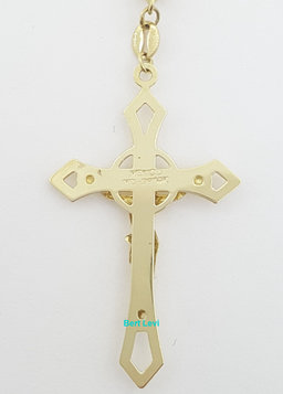 Crucifix Rosary 14k Yellow Gold Bead Necklace 29" 14.5 gr