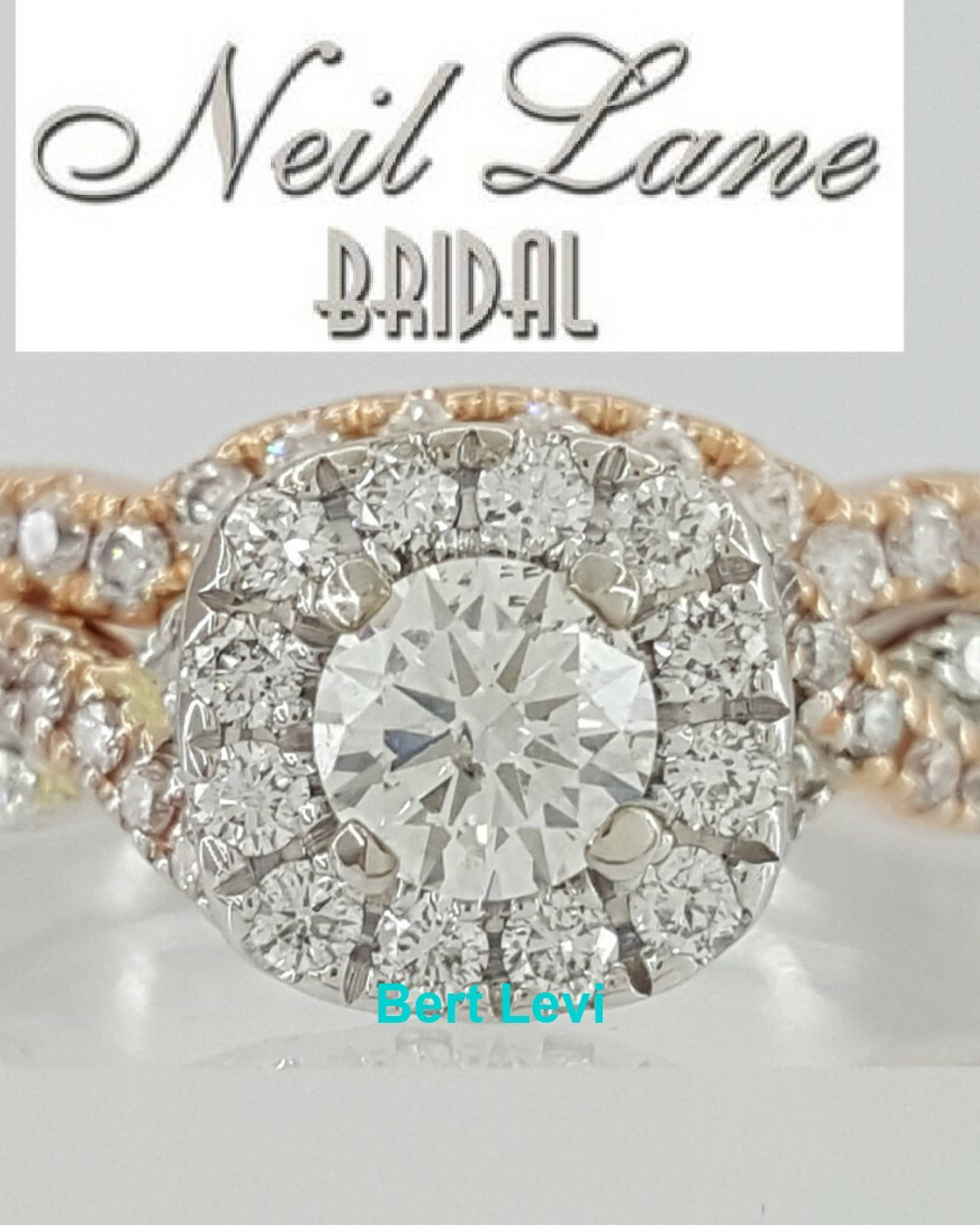 Neil Lane Bridal 14K Two-Tone Round Diamond Halo Crossover Ring Set 0.75 ct