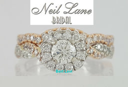 Neil Lane Bridal 14K Two-Tone Round Diamond Halo Crossover Ring Set 0.75 ct
