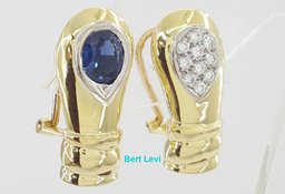 Pablo Sapphire & Diamond Vintage Earrings 1.7 ct 18K Gold 16.3 Grams