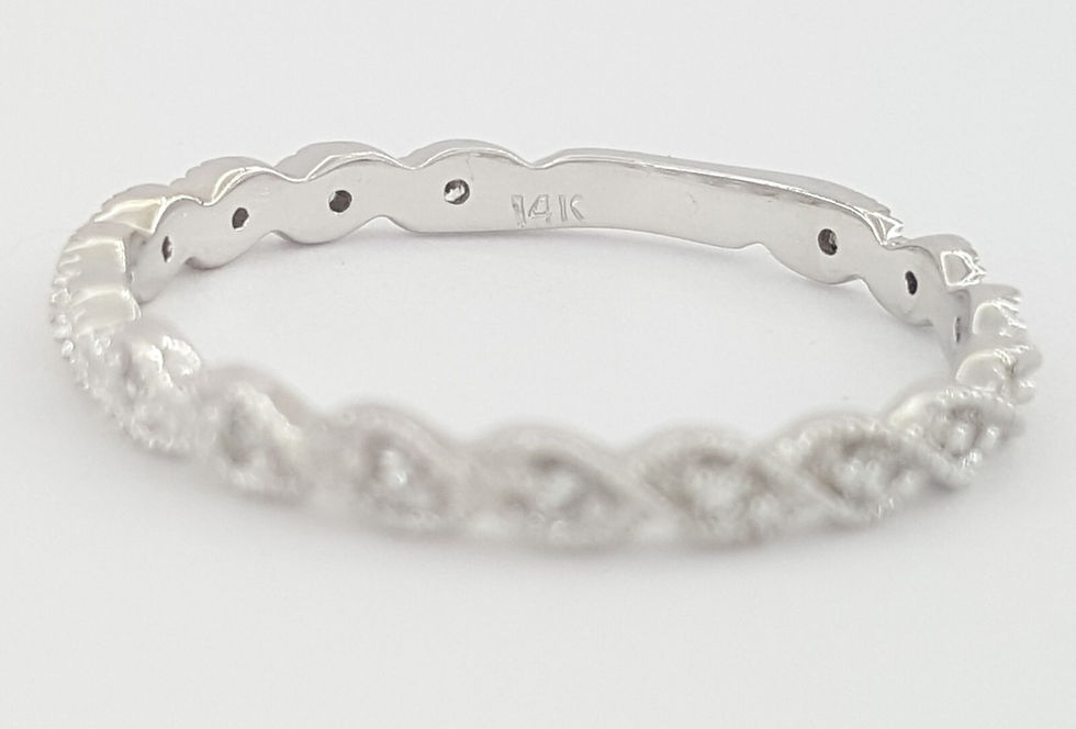 Thumbnail: 0.09 ct 14k White Gold 3/4 Circle Round Diamond Twisted Wedding Band 2.2mm