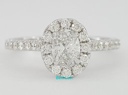Oval Brilliant Cut Diamond Halo Engagement Ring D/SI2 GIA14k White Gold 1.05 ct
