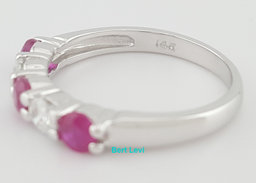 Ruby and Diamond 5 Stone Ring 1 ct 14k White Gold