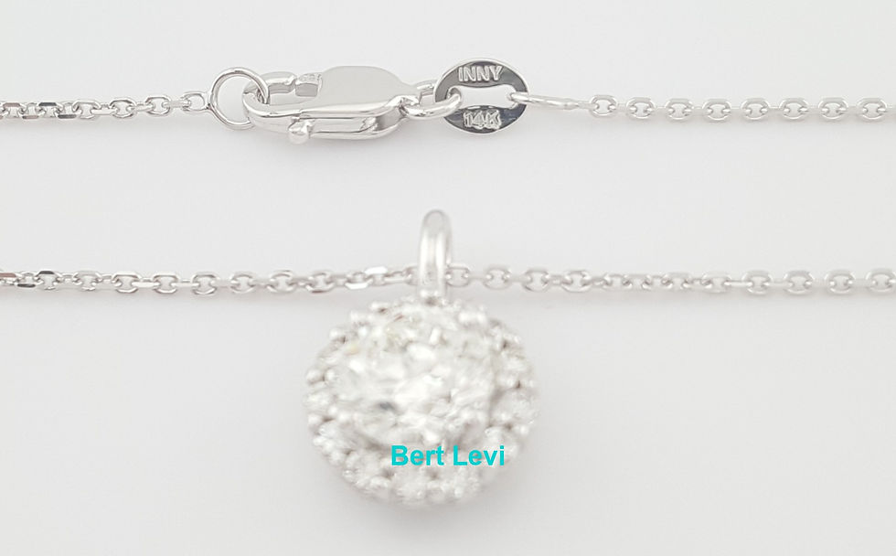 Thumbnail: Round Brilliant Diamond Halo Pendant Necklace 14K White Gold 1.14 ct Retail $7K