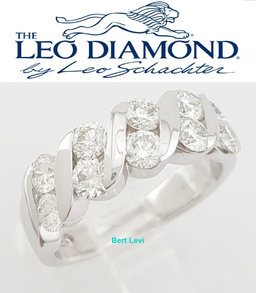 Leo Round Diamond Wedding Anniversary Band 6.4mm 14k White Gold 1.37ct