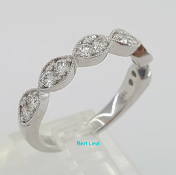 14k White Gold Half Circle Round Diamond Marquise Style Wedding Band Ring 0.5 ct