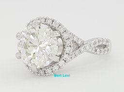 Round Diamond Crossover Halo Engagement Ring 3.62 ct 14K White Retail $43,500