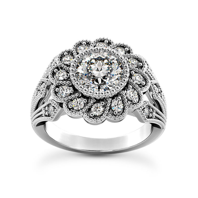 Ladies 14KT White Gold Platinum Fancy Engagement Ring ENR9584