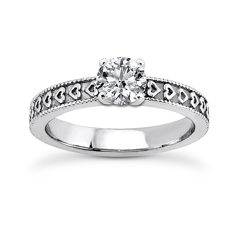 Ladies 14KT White Gold Platinum Solitaire Engagement Set ENS3611-A