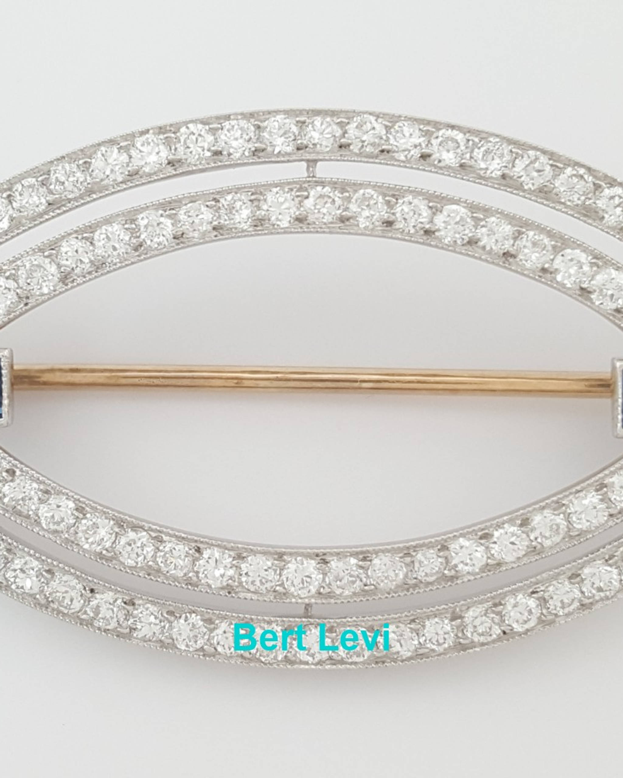Art Deco Vintage Diamond Brooch 1.8 ct Platinum & 14K Gold 1.8"