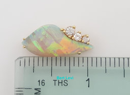 Natural Opal & Diamond Slider Pendant 0.32 ct 18K Yellow Gold 1"