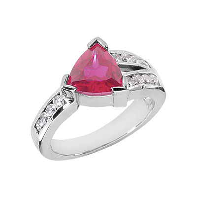 Ladies 14KT White Gold Platinum Oval Cut Diamond Color Stone Ring CSR127-7x7