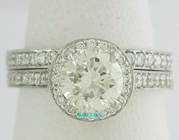 1.32 ct Martin Flyer Round 14k Gold Round Diamond Engagement & Wedding Band Set