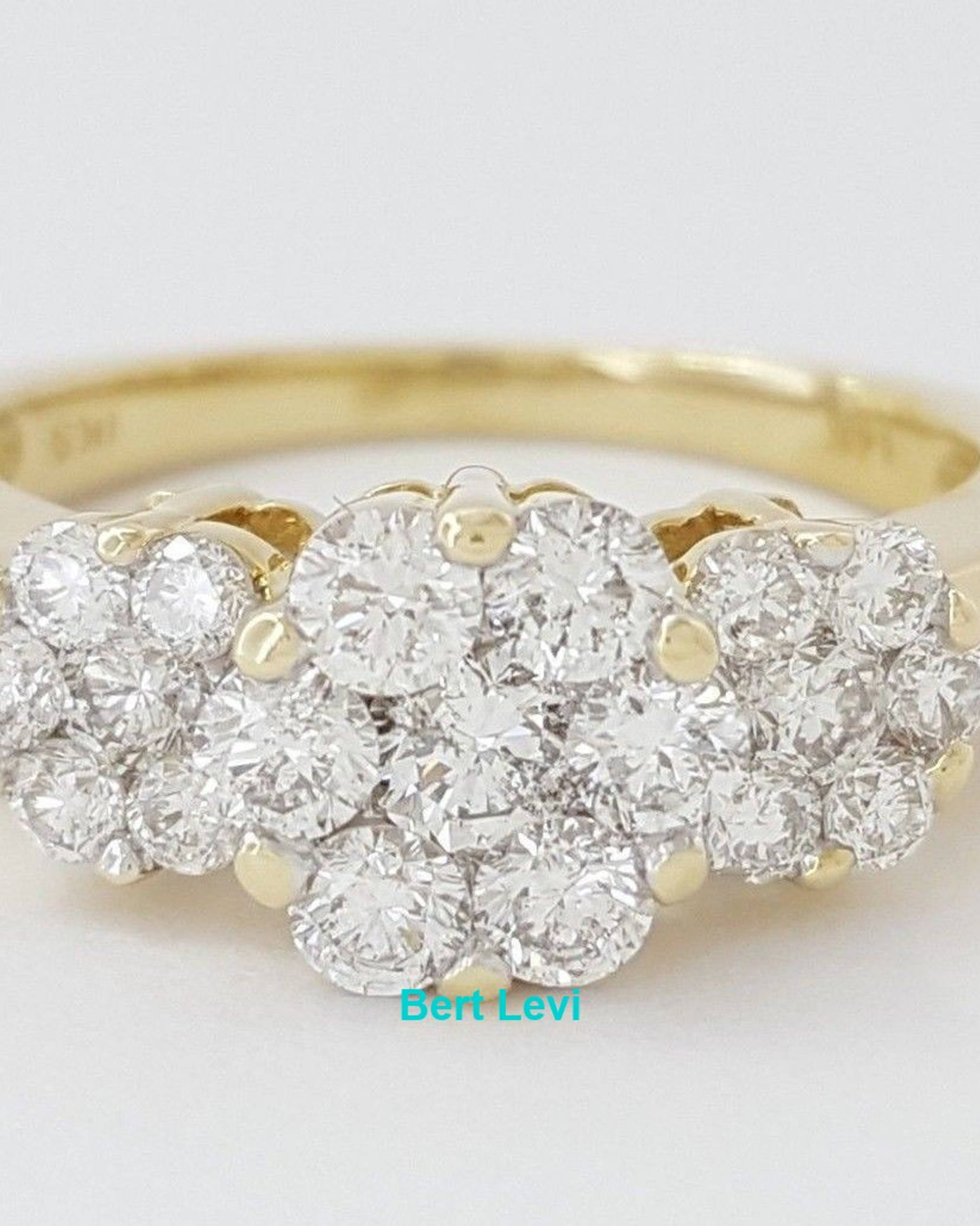 Round Cut Diamond Cluster Style Flower 1 ct 14K Yellow Gold Engagement Ring