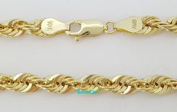 Yellow Gold Lightweight Diamond Cut Rope Chain Necklace 10K 28" 17.3 Grams 5 mm