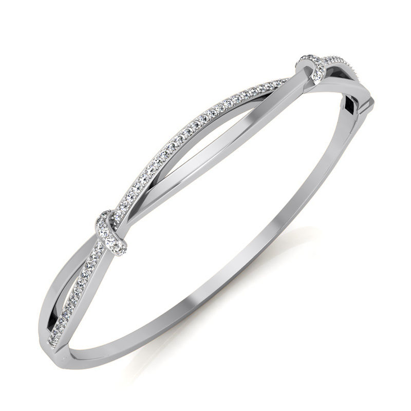 Ladies 14KT White Gold Platinum Bangle BGL217-7