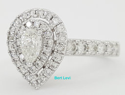 Pear Cut Diamond Double Halo Engagement Ring 1 ct 14K White Gold