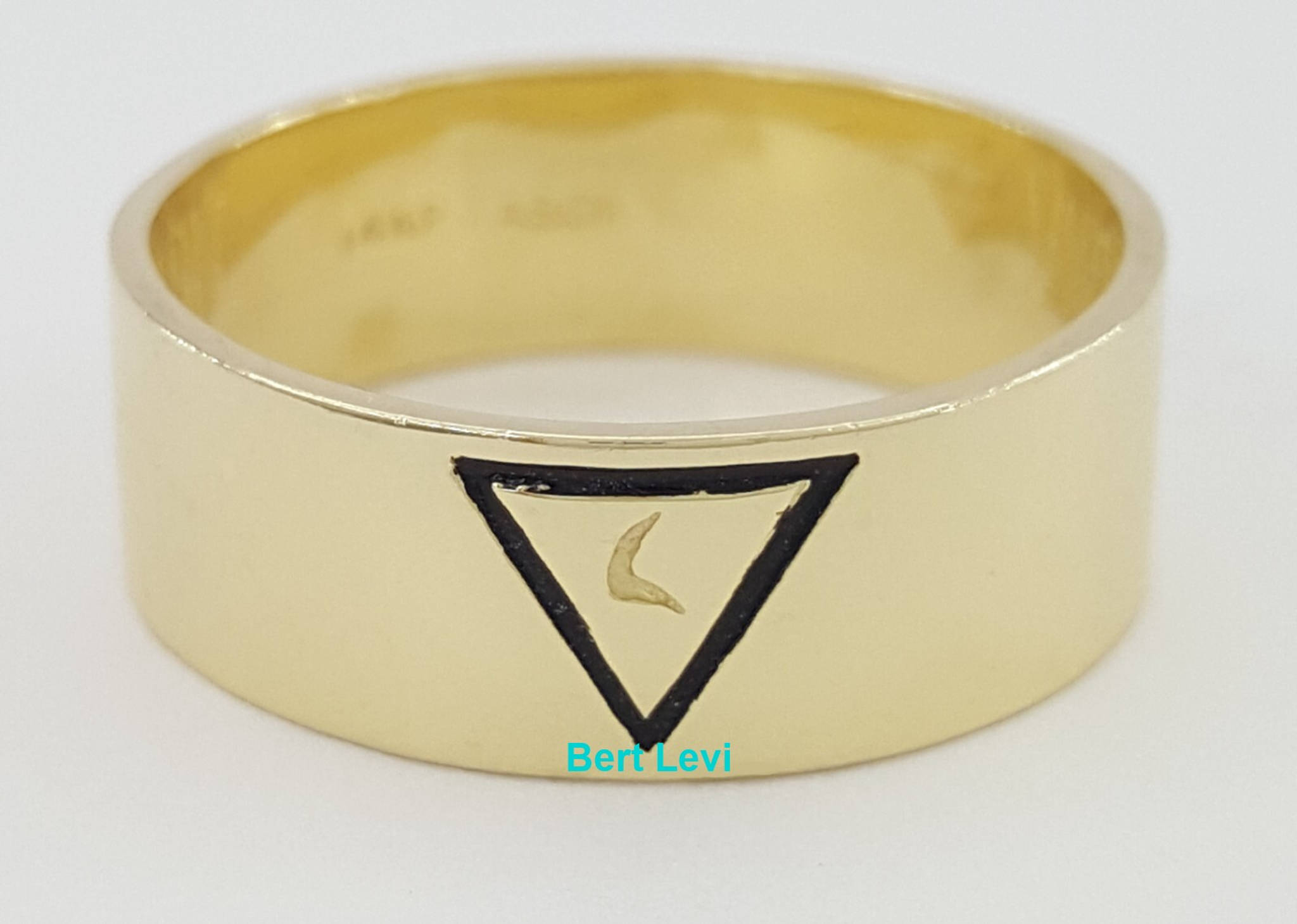 Masonic Freemasons Virtus Junxit Mors Men's Ring 14K Gold 7.4 mm