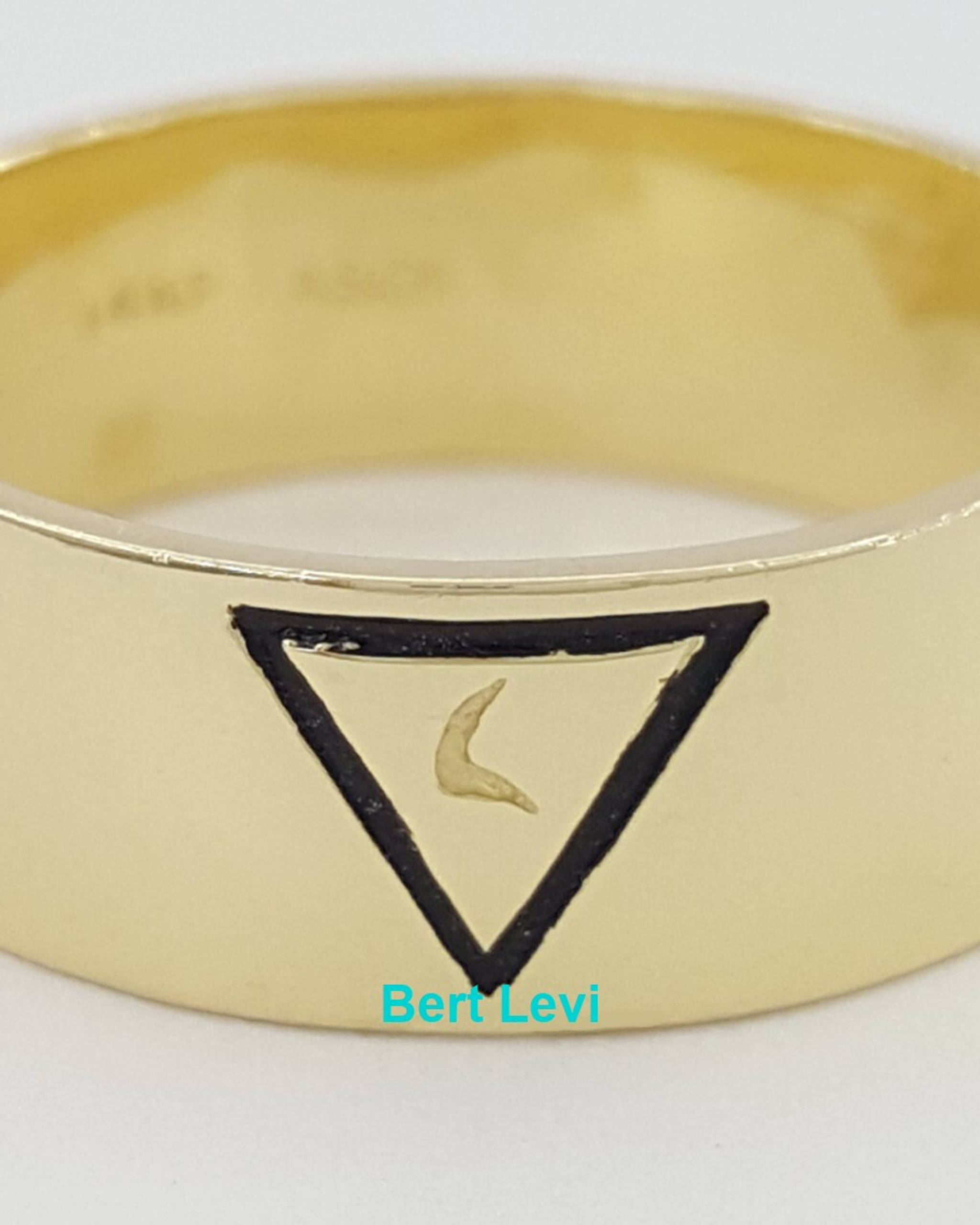 Masonic Freemasons Virtus Junxit Mors Men's Ring 14K Gold 7.4 mm