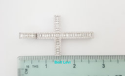 Baguette Round Diamond Cross 5.5 ct 10k White Gold 2.57" 14.5 Grams Rtl $13k