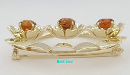 Vintage Tiffany & Co 14k Yellow Gold Flower Citrine Brooch 1.4" 10.5 Grams