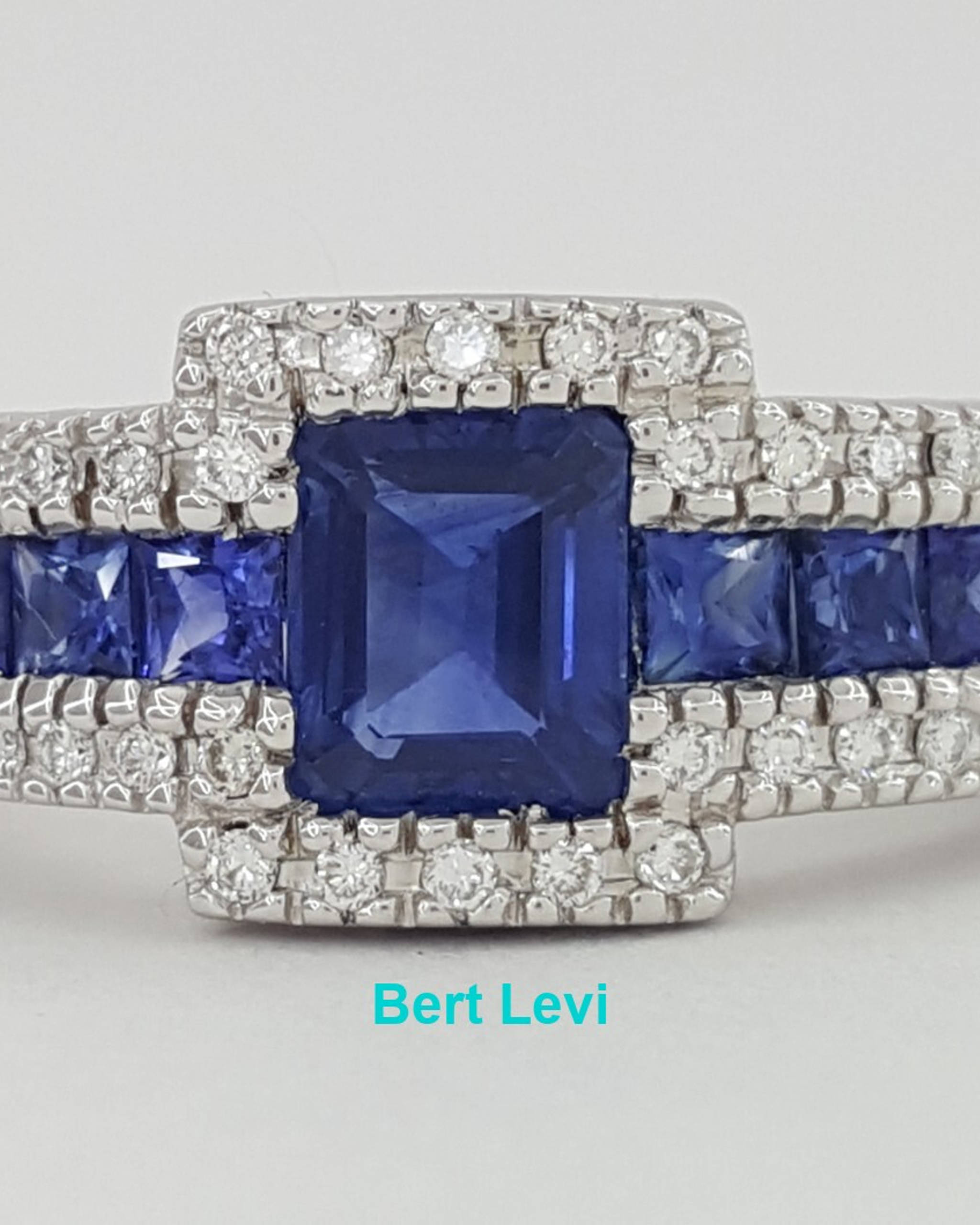 Emerald Cut Blue Sapphire & Diamond Ring in 18K White Gold 2.45 ct Rtl $6,500