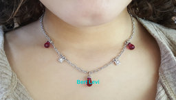 Briolette Shaped Rubellite & Diamond Chandelier Necklace 18k White Gold Rtl$2500