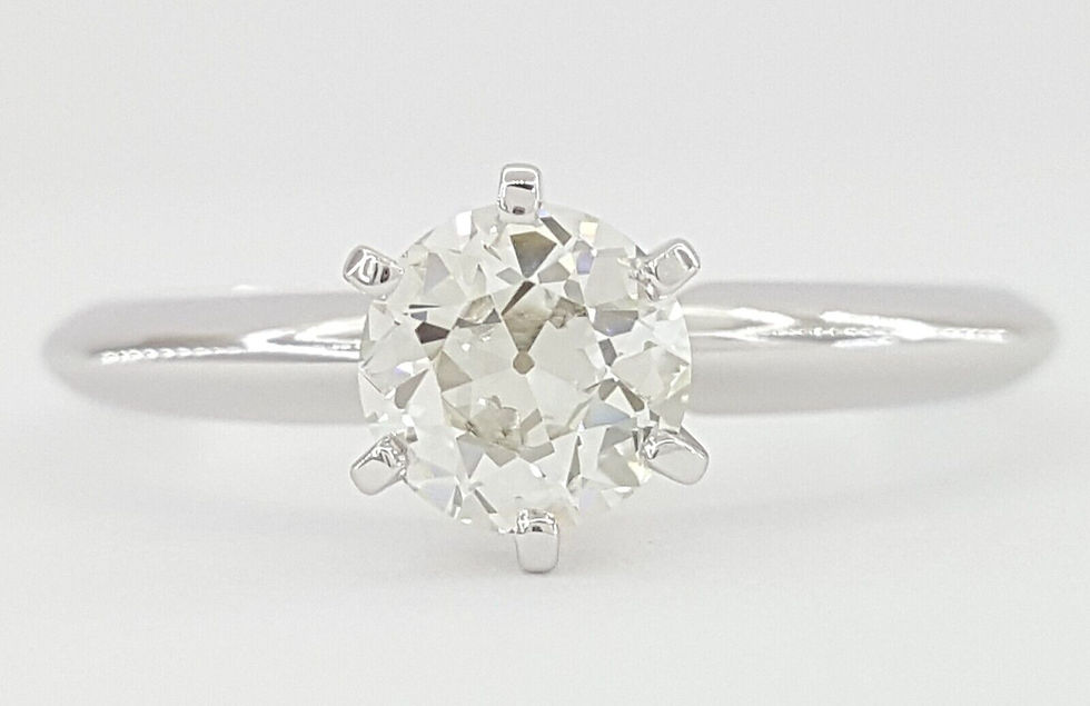 Old European Cut Diamond Solitaire Engagement Ring 0.52 ct 14k White Gold