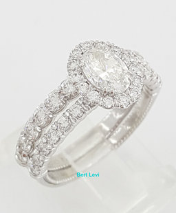 Verragio Renaissance 1.95 ct Oval Diamond Halo Engagement Ring Set 14k $12K