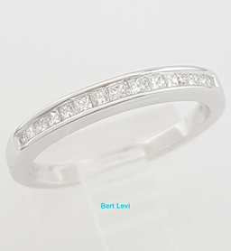 Channel Set Princess Diamond 14k White Gold Wedding Band 0.25 ct 2.5 mm