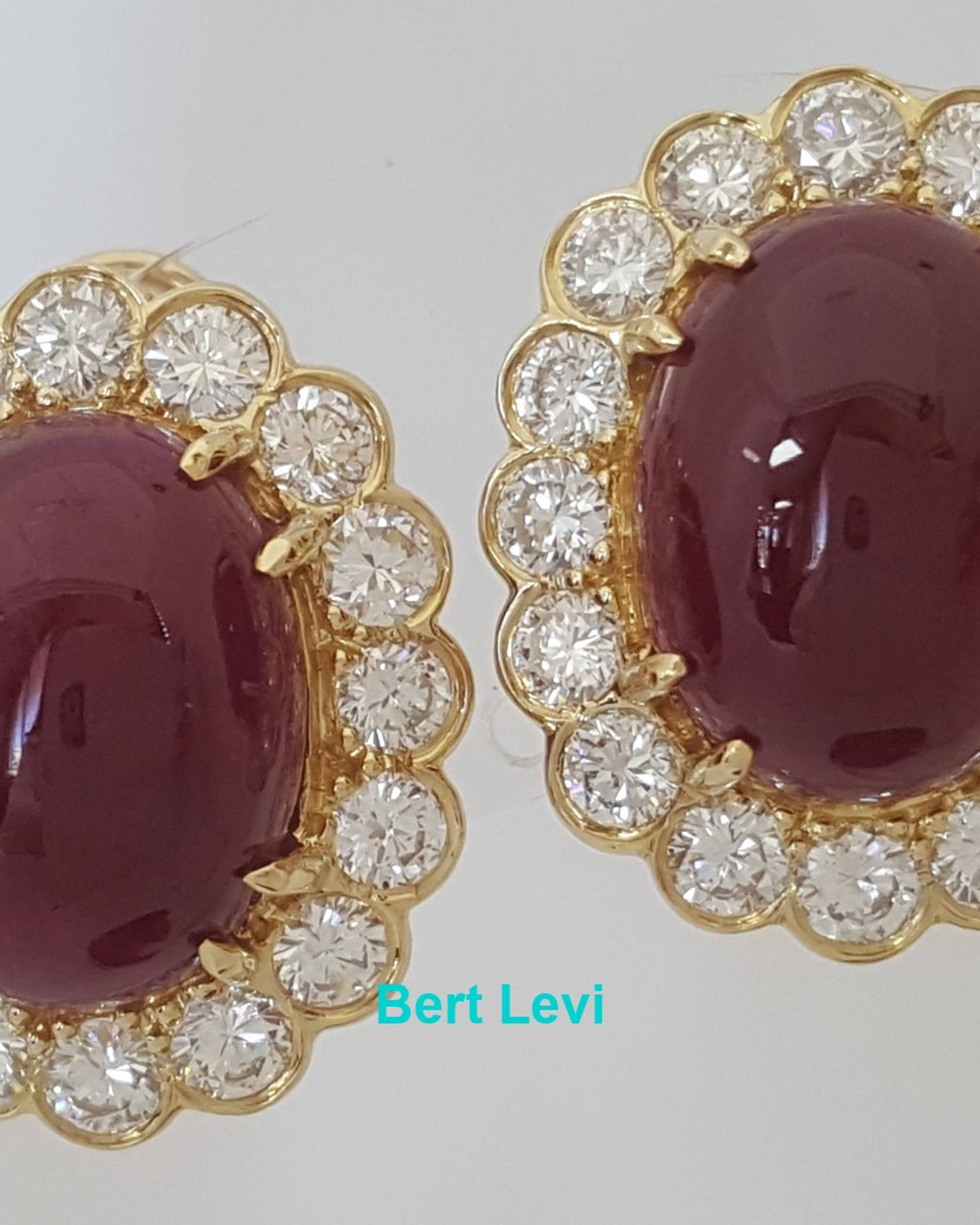 Burma No Heat Ruby & Diamond Halo Earrings 18.95 ct 18k Yellow Gold Retail $58K