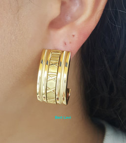 Tiffany & Co 18K Yellow Gold Atlas Clip On Earclip Earrings 26 Grams