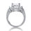 Thumbnail: Ladies 14KT White Gold Platinum Emerald Diamond Antique Engagement Ring ENR1476