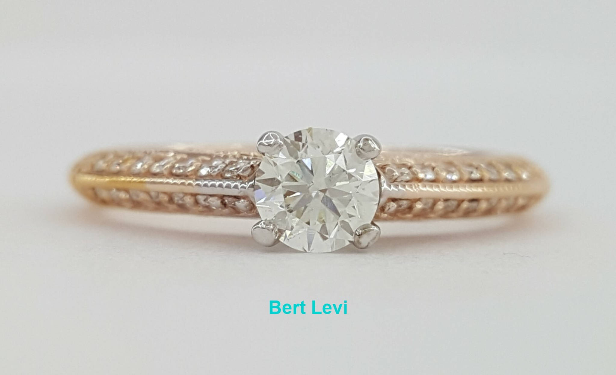 0.63 ct 14K Rose Gold Namaste Round Cut Diamond Engagement Ring H SI2 Rtl $2499