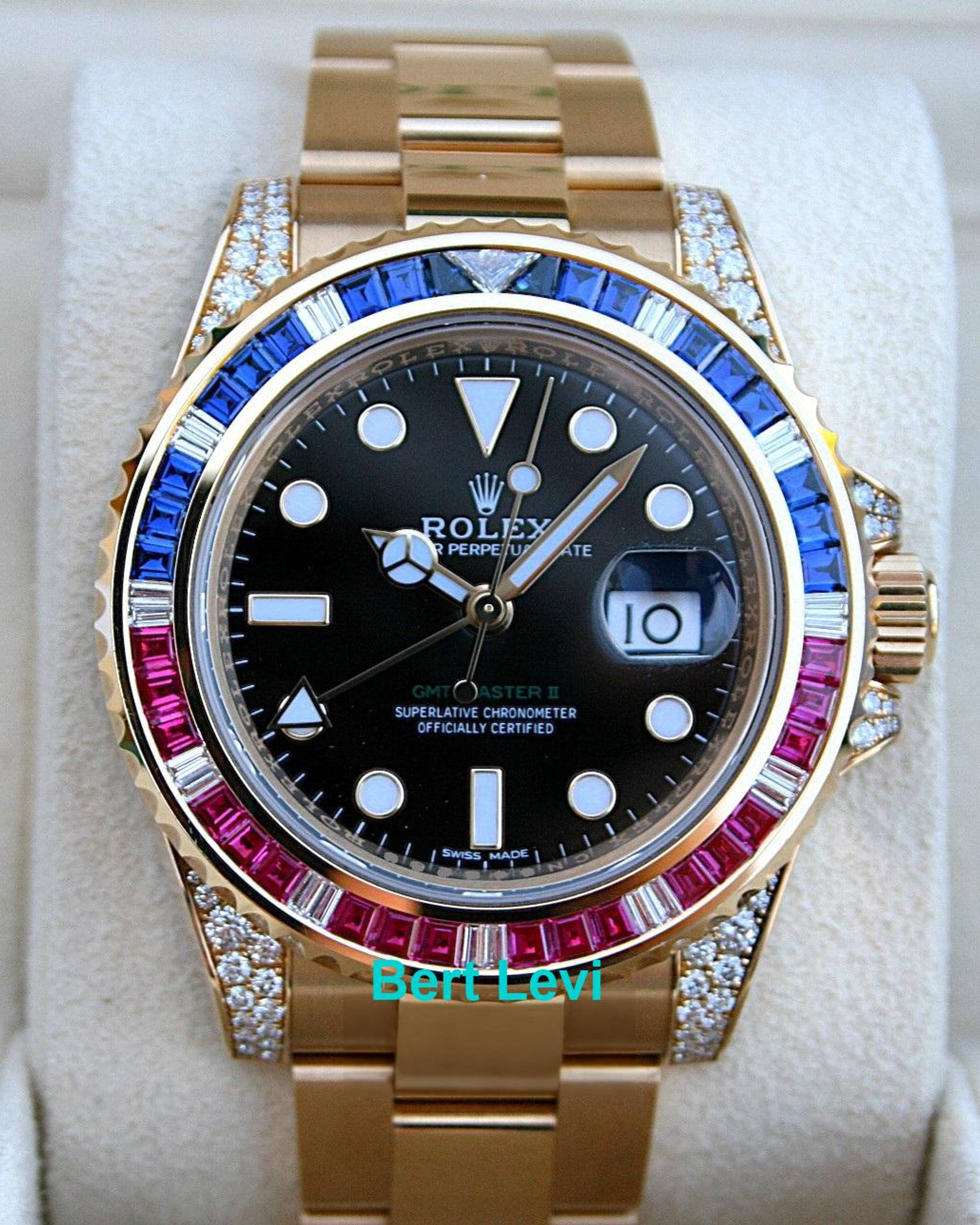 ROLEX 116758SARU 18K YELLOW GOLD GMT MASTER II WATCH