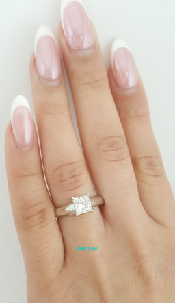 Tolkowsky Princess Ideal Cut Diamond Solitaire Engagement Ring 0.95ct 14k W Gold