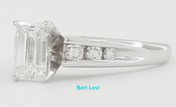 Emerald Cut Diamond 0.66 ct Engagement Ring 14K White Gold E/SI1 GIA