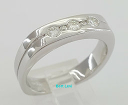 Round Cut Diamond Men's Wedding Ring Band 0.38 ct 14K White Gold 9.6 Grams Sz 11