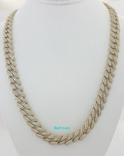 Cuban Diamond Chain Necklace 75.6 Grams 25.7 ct 14K Yellow Gold 11.5 mm 22" Long