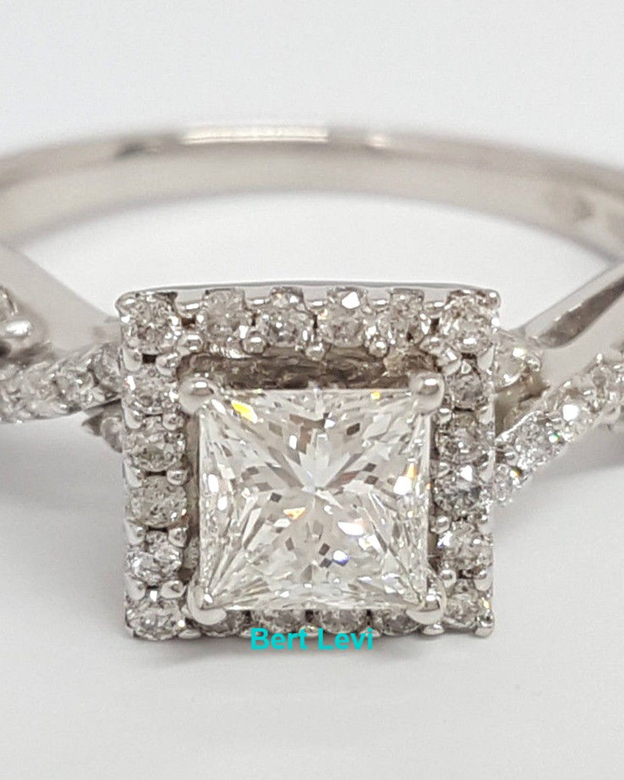 Princess Cut Diamond Engagement Ring 0.77 ct 14K White Gold GIA G / VS2