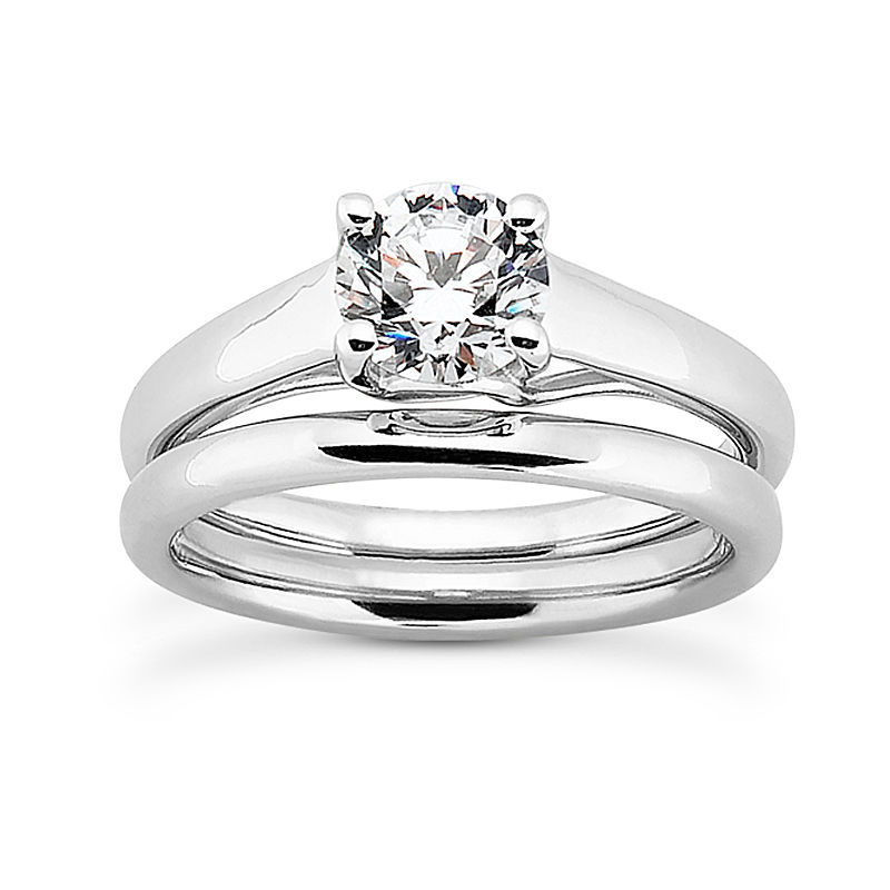 Thumbnail: Ladies White Gold Platinum Round Diamond Solitaire Engagement Set ENS2045-1.50-A