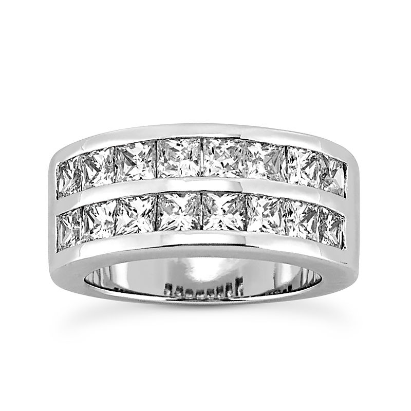 Ladies 14KT White Gold Platinum Princess Cut Diamond Wedding Band WB258-16