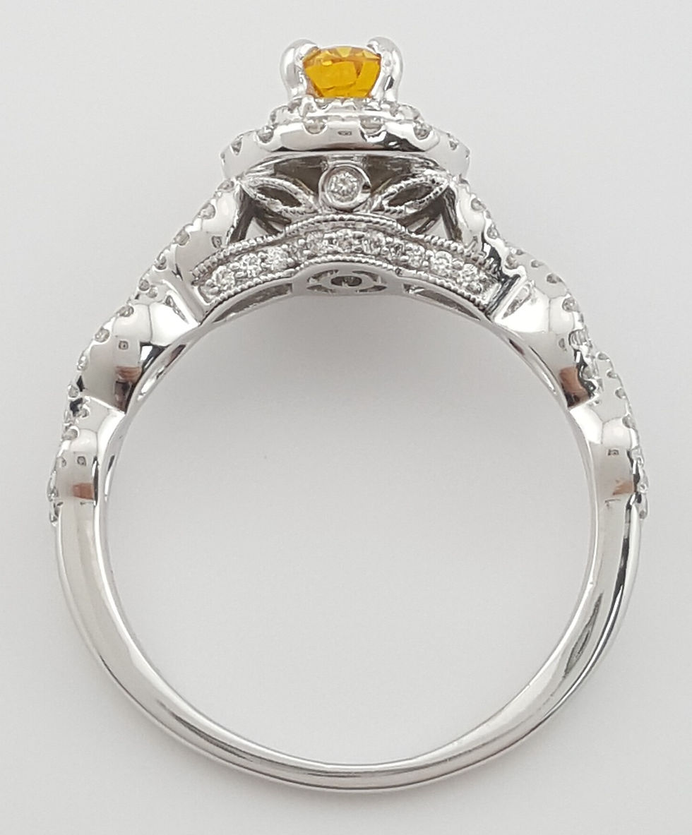 Thumbnail: Neil Lane Oval Sapphire Diamond Halo Engagement Ring 1ct 14k White Gold Rt $4.5K