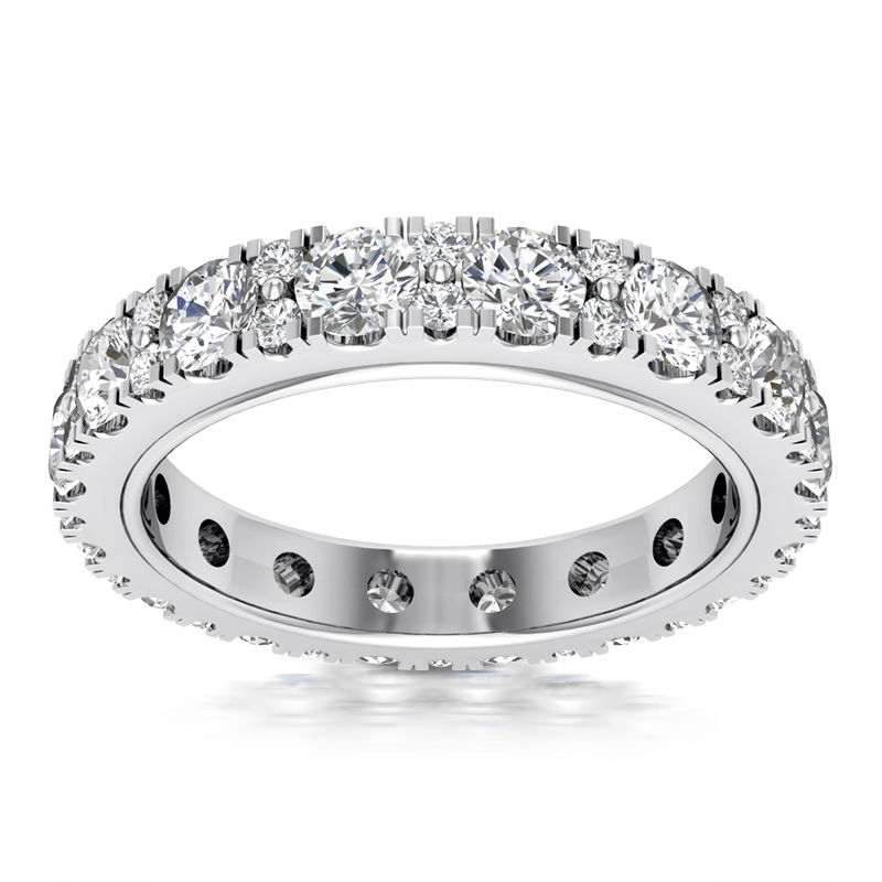 Ladies 14KT White Gold Platinum Round Diamond Eternity Wedding Band EWB548-4